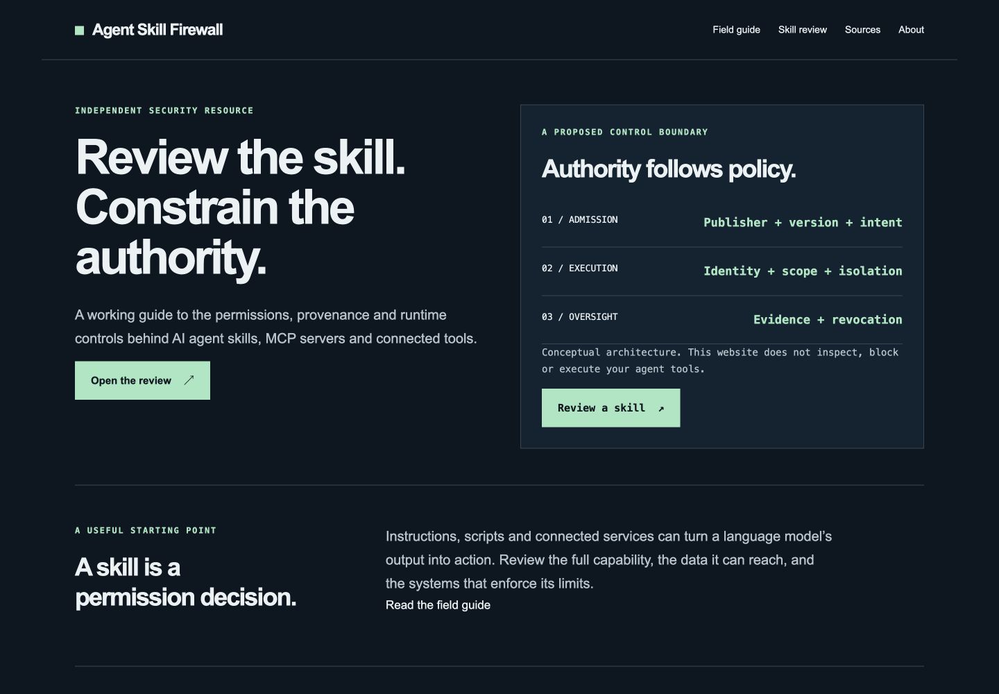 Agent Skill Firewall website preview