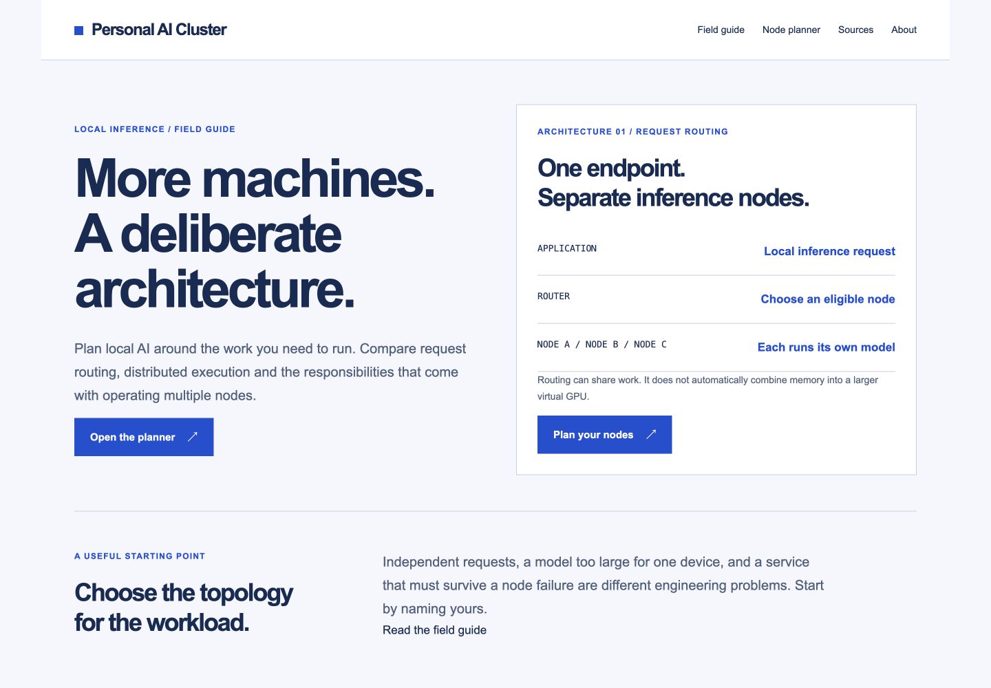 Personal AI Cluster website preview