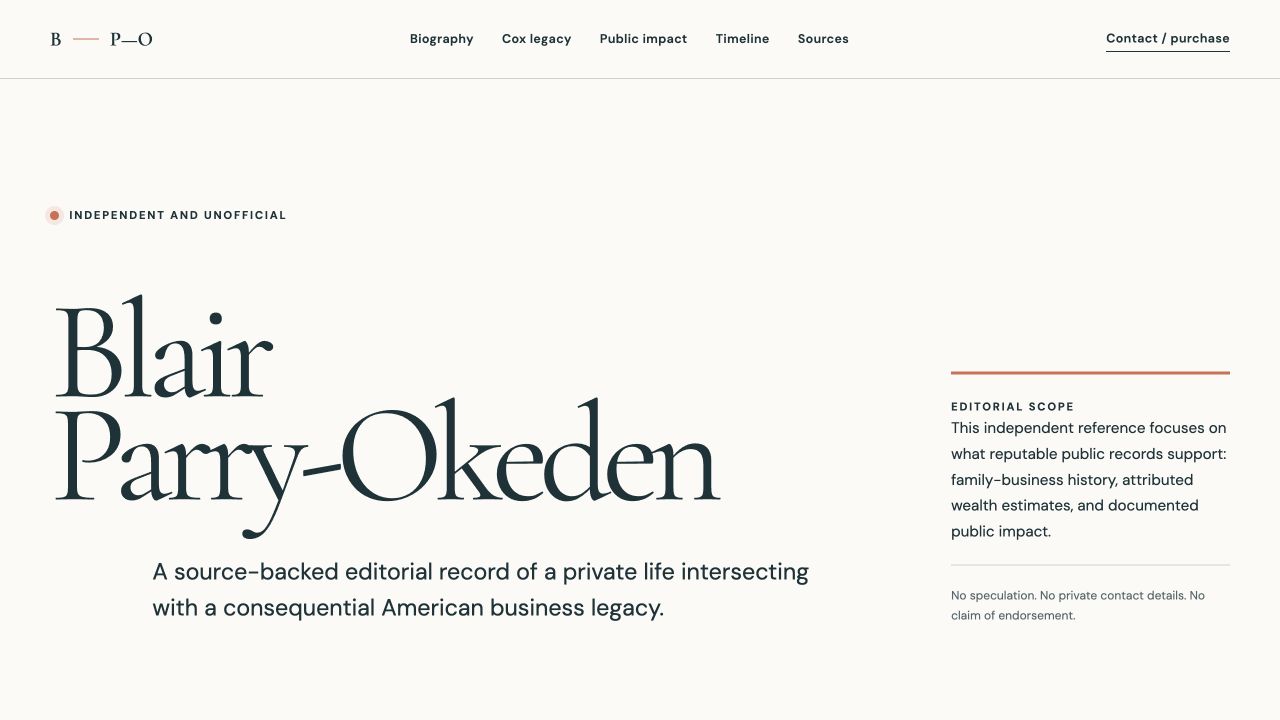 Blair Parry-Okeden website preview