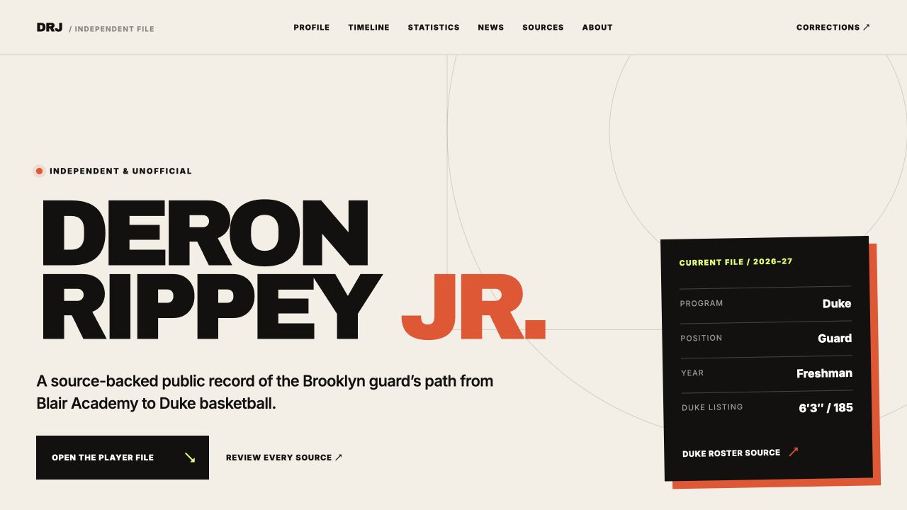 Deron Rippey Jr. website preview