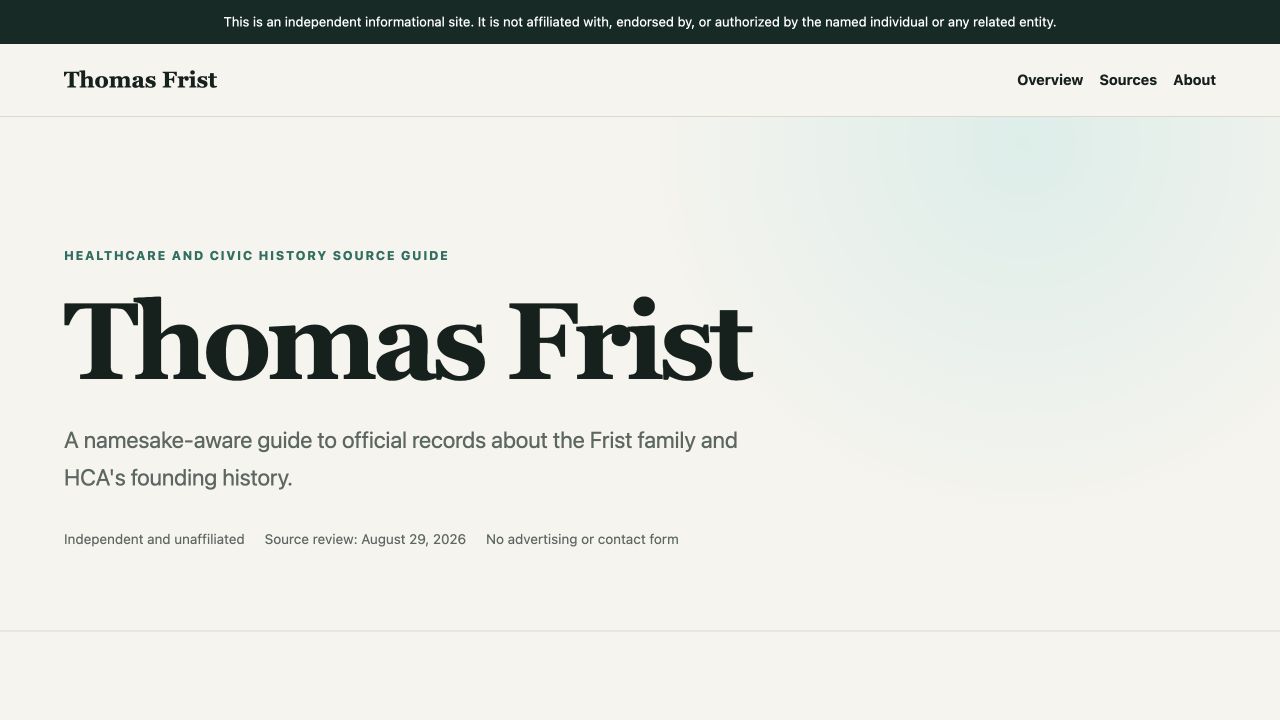 Thomas Frist website preview