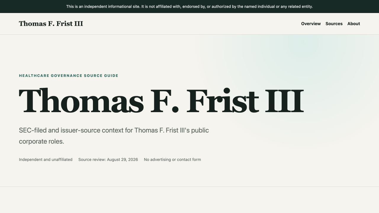 Thomas F. Frist III website preview